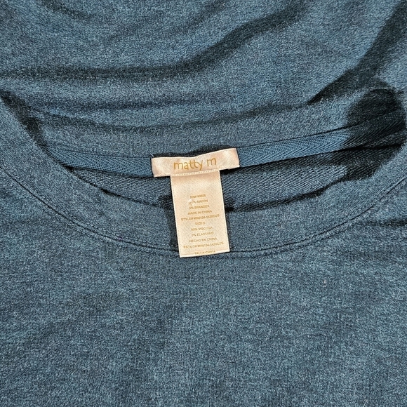 Matty M Gorgeous Blue Green Sweatshirt With Zipper Accents, Size Small - Picture 6 of 9